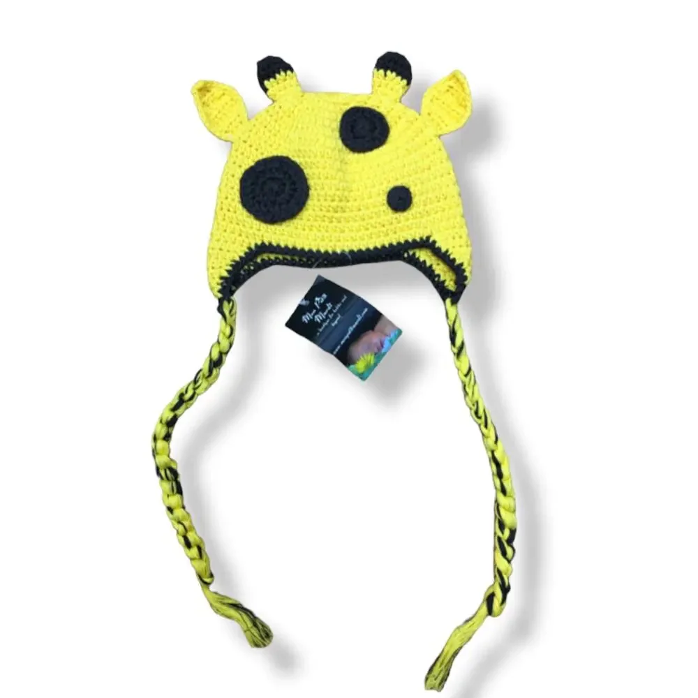 Mon Petit Mardi Yellow Brown Crochet‎ Giraffe Hat NEW NWT M 48-50 cm 18 mo